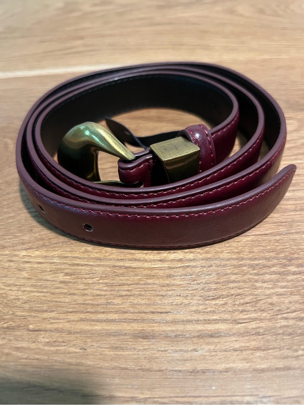8 Other Reasons Harper Burgundy Statement Buckle Belt S/M NWT